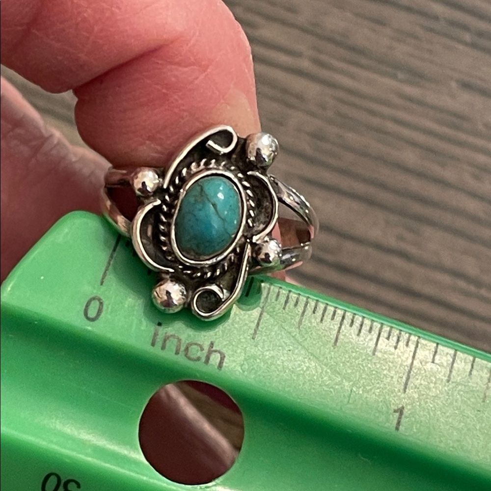 Vintage Native American Style Turquoise Silver Women's Ring Size 5 1/2” - Picture 13 of 17